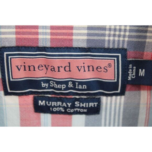 VINEYARD VINES MURRAY SHIRT LONG SLEEVE SIZE MEDIUM BLUE PINK PLAID BUTTON DOWN - Picture 7 of 7